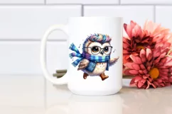 Running Owl with Excited Expression, Watercolor PNG Product Image 2