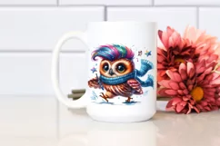 Running Owl with Excited Expression, Watercolor PNG Product Image 2