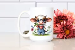 Expressive Cow in Watercolor | Sublimation | Clipart Product Image 2