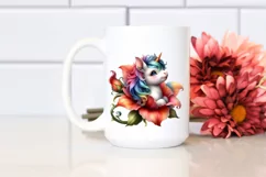 Colorful Unicorn with Artistic Flower PNG Product Image 2