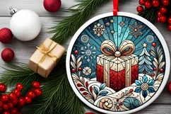 Round Christmas Ornament Sublimation|Clipart Product Image 2