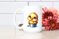 Colorful Baby Duck Smiling on Bucket | Sublimation Clipart Product Image 2