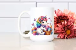 Colorful Baby Unicorn with Cupcakes, PNG Product Image 2