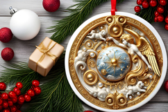 Round Christmass Ornament PNG Product Image 2