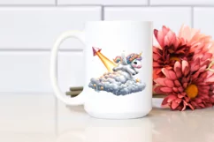 Cute Unicorn Meteor Watercolor Clipart Title Product Image 2