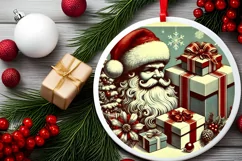 Round Christmas Ornament Sublimation|Clipart Product Image 1