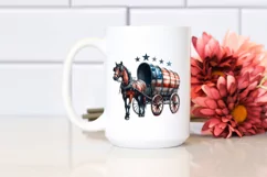 Vintage Rusted Horse Wagon with Stars | Clipart Product Image 2