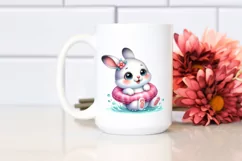 Smiling Snowshoe Hare with Swimming Ring Clipart Product Image 2