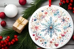 Round Christmas Ornament Sublimation|Clipart Product Image 2