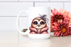 Washed Watercolor Owl Portrait | Clipart Product Image 2