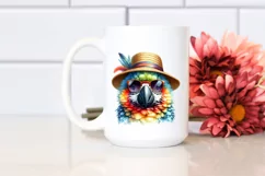 Colorful Layered Watercolor Cute Parrot with Sunglasses Product Image 2