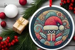 Round Christmas Ornament Sublimation|Clipart Product Image 1