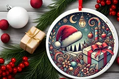 Round Christmas Ornament Sublimation|Clipart Product Image 1