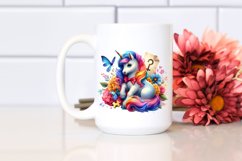 Colorful Baby Unicorn with Clue, PNG Product Image 2