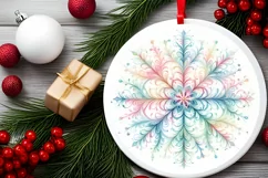 Snow Flake Christmas Round Cute Ornament Sublimation Product Image 2