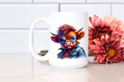 Posing Highland Cow with Aggressive Expression, Watercolor Product Image 2
