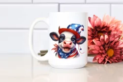 Cow Portrait with Party Hat in USA Flag Colors | Clipart Product Image 2