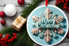 Snow Flake Christmas Round Cute Ornament Sublimation Product Image 1