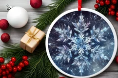 Snow Flake Christmas Round Cute Ornament Sublimation Product Image 1