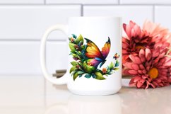 Butterfly with 3D Looking Flowers PNG Product Image 2