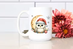 Cute Winter Owl with Santa Hat PNG Product Image 2