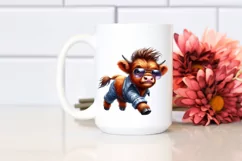 Cute Baby Highlandcow Running PNG Product Image 2