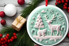 Round Christmas Ornament Sublimation|Clipart Product Image 1