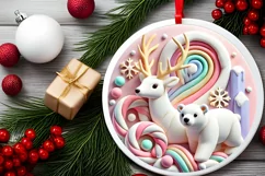 Round Christmas Ornament Sublimation|Clipart Product Image 1