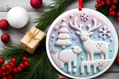Round Christmas Ornament Sublimation|Clipart Product Image 1