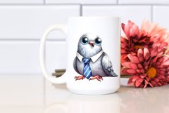 Funny Watercolor Dove Sitting Tie Product Image 2