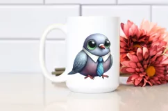 Funny Watercolor Dove Sitting Tie Product Image 2
