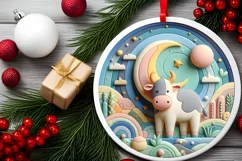 Round Christmas Ornament Sublimation|Clipart Product Image 2