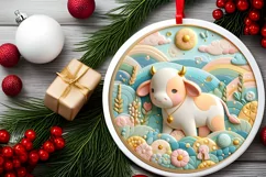 Round Christmas Ornament Sublimation|Clipart Product Image 2