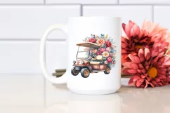 Vintage Golf Cart with Flowers PNG Product Image 2