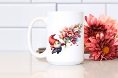 Watercolor Cute Small Gnome Large Snapdragon Clipart Product Image 2