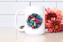 Vibrant Watercolor Magical Celestial Astral Mushroom Clipart Product Image 2
