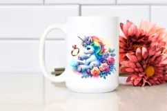 Colorful Baby Unicorn with Ring, PNG Product Image 2