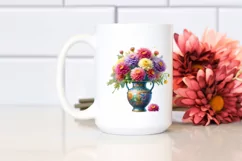 Colorful Watercolor Vase Chrysanthemum | Sublimation | Product Image 2