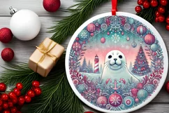 Round Christmas Ornament Sublimation|Clipart Product Image 1
