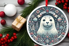 Round Christmas Ornament Sublimation|Clipart Product Image 1