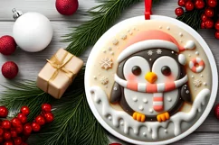Round Christmas Ornament Sublimation|Clipart Product Image 2