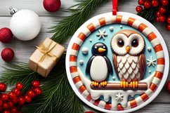 Round Christmas Ornament Sublimation|Clipart Product Image 2