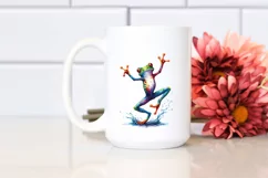 Colorful Watercolor Frog Dancing | Sublimation Clipart Product Image 2