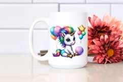 Cute Unicorn with Balloons and Cool Haircut Clipart |T-shirt Product Image 2