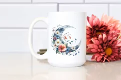 Vibrant Half Moon with Flowers PNG Product Image 2