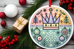 Round Christmas Ornament Sublimation|Clipart Product Image 1
