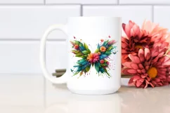 Butterfly with 3D Looking Flowers PNG Product Image 2