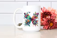 Butterfly with 3D Looking Flowers PNG Product Image 2