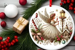 Round Christmas Ornament Sublimation|Clipart Product Image 1