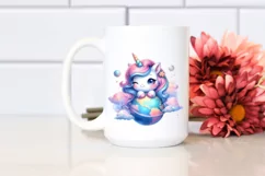 Cute Unicorn Winking Planet Clipart Product Image 2